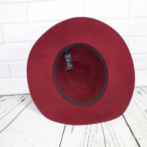 Burgundy Wool Hat Black Ribbon Size S/M - Picture 6 of 7